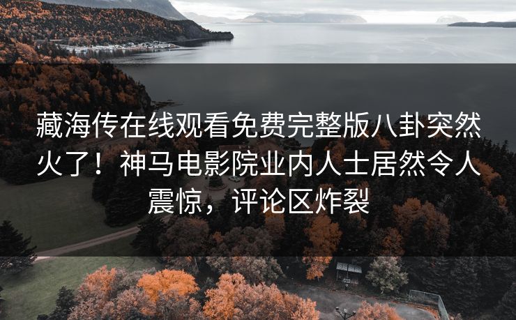 藏海传在线观看免费完整版八卦突然火了！神马电影院业内人士居然令人震惊，评论区炸裂