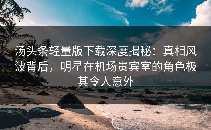 汤头条轻量版下载深度揭秘：真相风波背后，明星在机场贵宾室的角色极其令人意外